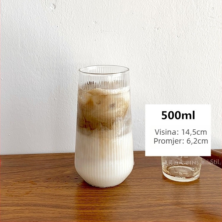 Staklena čaša za piće – nordijski stil, sa slamkom, prijenosna, jednoslojna