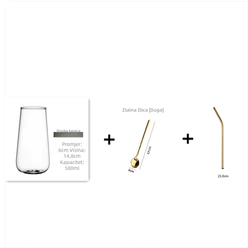 Staklena čaša za piće – nordijski stil, sa slamkom, prijenosna, jednoslojna