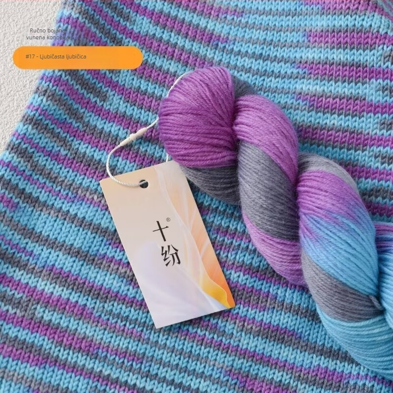 Ručno obojano vuneno predivo (miješana pređa; pređa na motke; ring-spun; za ručno pletenje; Proizvodni broj: 80 vuneno ručno obojano predivo)