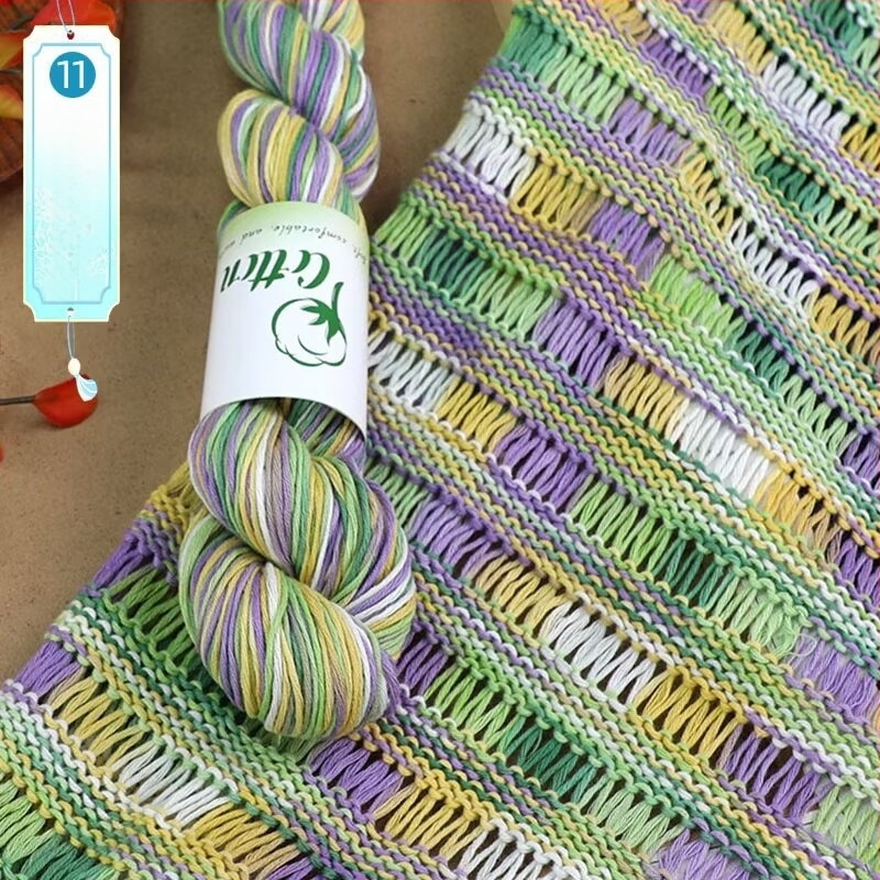 Pređa za DIY pletenje: 100% pamuk, ručno obojena pređa, segmentno obojena, pogodna za dječji pulover i šal