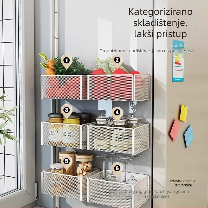 Kuhinjski bočni magnetski stalak sa visećom košarom, 1 razina skladištenja, putovanja, zahtijeva montažu