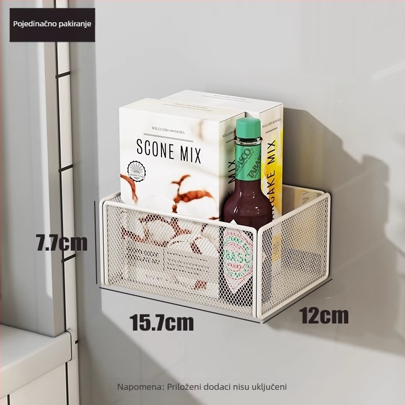 Kuhinjski bočni magnetski stalak sa visećom košarom, 1 razina skladištenja, putovanja, zahtijeva montažu