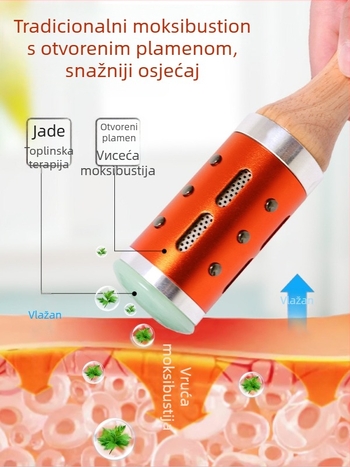 Masažna štapić / masažni čekić – prijenosni uređaj od nefrita+metala+drva, Yu xi tang, 300 g, za fitness i ljepotu