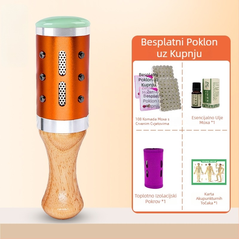 Masažna štapić / masažni čekić – prijenosni uređaj od nefrita+metala+drva, Yu xi tang, 300 g, za fitness i ljepotu