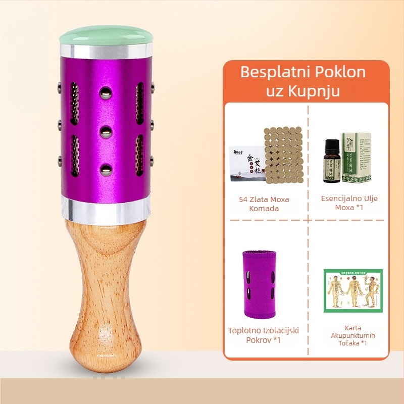 Masažna štapić / masažni čekić – prijenosni uređaj od nefrita+metala+drva, Yu xi tang, 300 g, za fitness i ljepotu