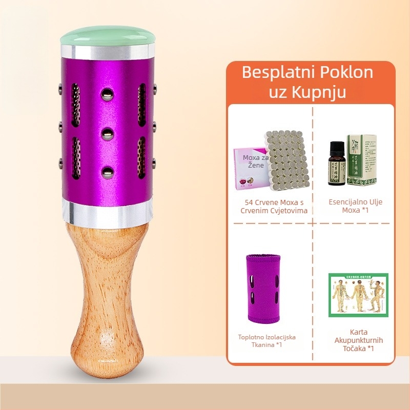 Masažna štapić / masažni čekić – prijenosni uređaj od nefrita+metala+drva, Yu xi tang, 300 g, za fitness i ljepotu