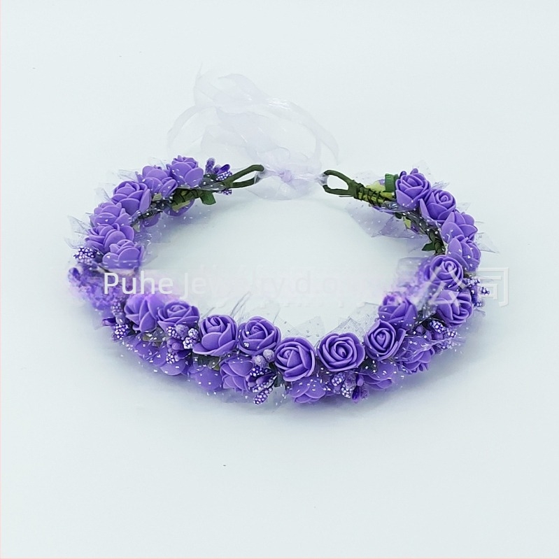 Ručna diadem s PE cvjetovima – korejski stil, svježe i slatko, za žene