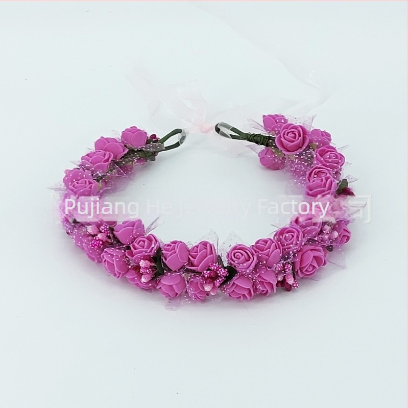 Ručna diadem s PE cvjetovima – korejski stil, svježe i slatko, za žene