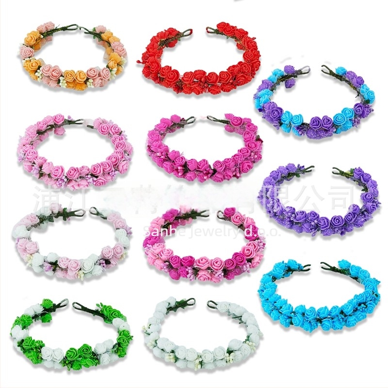 Ručna diadem s PE cvjetovima – korejski stil, svježe i slatko, za žene