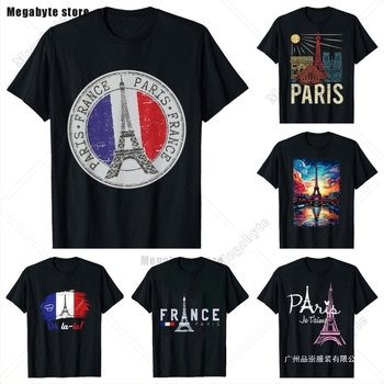 Majica Eiffel Tower Paris - Labav kroj, okrugli izrez, kratka rukava, otisak loga, 91-95% pamuk