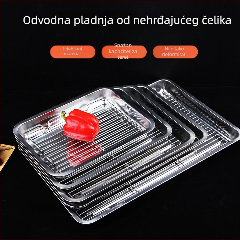 Kvadratna posuda od nehrđajućeg čelika s filtrom za ulje, mikrovalna kompatibilna, moderan minimalistički stil