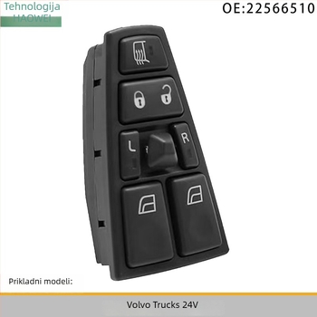 Električni prekidač regulatora prozora na vratima za Volvo kamion 24V, model 22566510, ABS+elektronika, vrijeme podizanja 5 sekundi