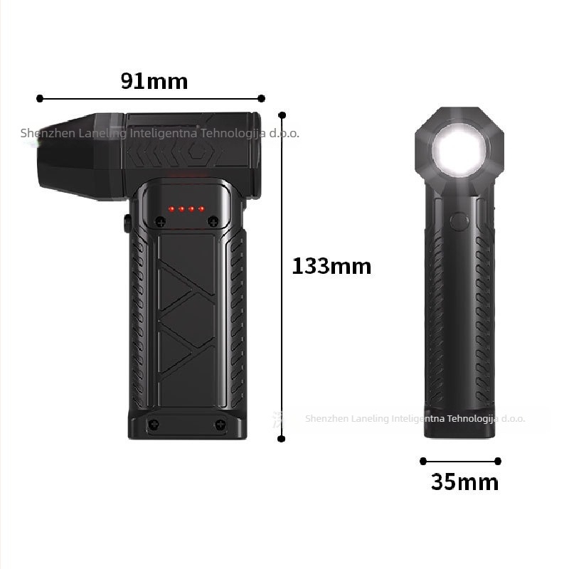 Ručni mini ventilator s brushless motorom, USB napajanje, 3 brzine, osvjetljenje, ugrađena baterija 1200–2000 mAh (3 brzine; USB napajanje; baterija 1200–2000 mAh; osvjetljenje)