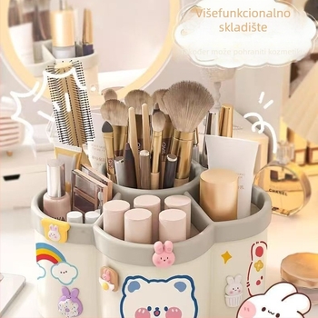 Stolni organizator s 360° rotacijom, višestruki pretinci, velika kapaciteta, držač olovaka za školski stol, PP materijal, mogućnost logotipa