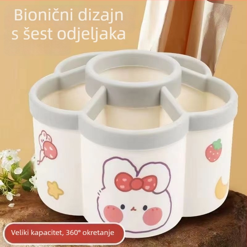 Stolni organizator s 360° rotacijom, višestruki pretinci, velika kapaciteta, držač olovaka za školski stol, PP materijal, mogućnost logotipa