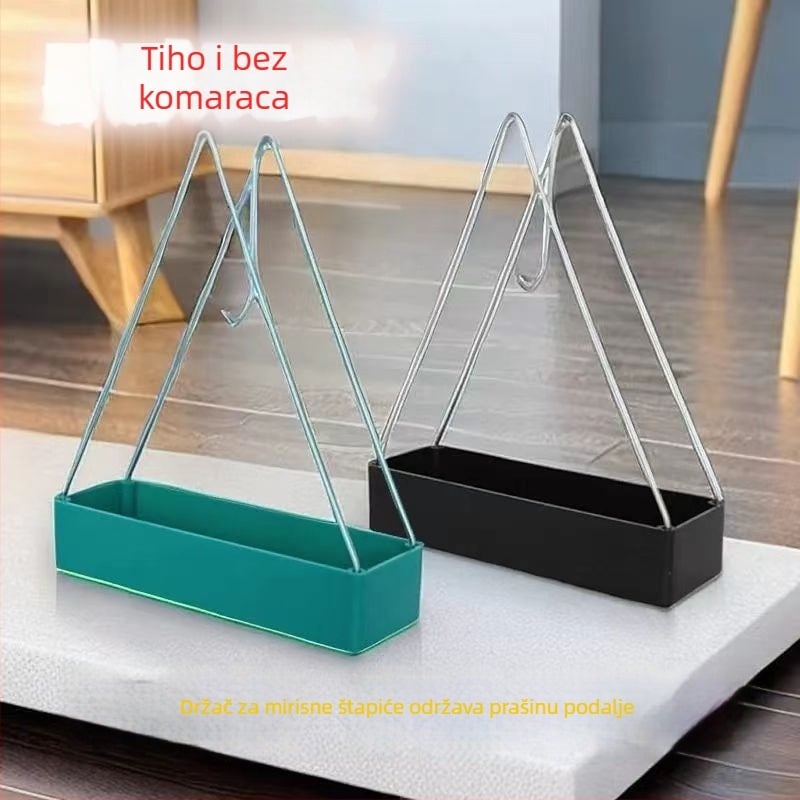 Viseći držač za komarce, kadilo trokutasti oblik, od kovanog željeza i sandalovog drveta, za kućnu uporabu