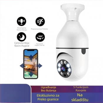 Kamera lampice 360° WiFi, unutarnja upotreba, 1080p, 3.6 mm širokokutni objektiv, 1 kamera, detekcija alarma, podrška mobilnoj aplikaciji