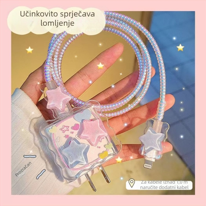 Zaštitni poklop za kabel za podatke Apple 20W, otvoreni tip navijanja, karikatura/jednostavan stil, TPU i smola