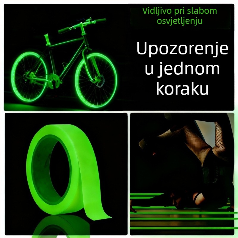 Noćno svjetleća traka PET, dvostrano ljepilo, za stepenice i pozornicu, do 80°C