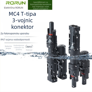 Solarni fotonaponski spojnik, T-typ, trostruki priključak, 2-1 muško-ženski adapter, PPO, model T2-1