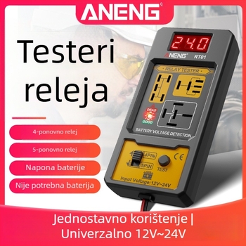 ANENG RT01 Detektor automobinskih releja s digitalnim testerom baterije, univerzalni 12V/24V, analizator releja s četiri i pet pinova