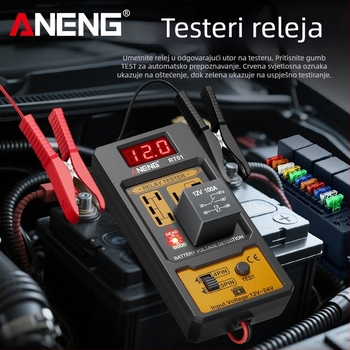 ANENG RT01 Detektor automobinskih releja s digitalnim testerom baterije, univerzalni 12V/24V, analizator releja s četiri i pet pinova