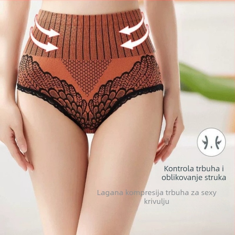 Ženske gaćice s visokim strukom — stanjivanje, podizanje stražnjice, prozračni Jacquard poliester