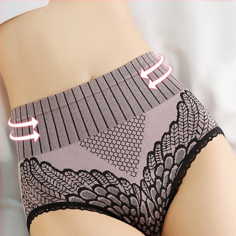 Ženske gaćice s visokim strukom — stanjivanje, podizanje stražnjice, prozračni Jacquard poliester