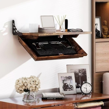 Držač za pištolje na zid, drveni, otporan na prašinu, 1 razina, vijčano pričvršćivanje