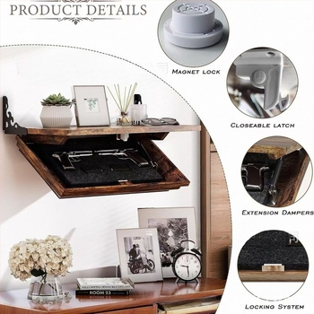 Držač za pištolje na zid, drveni, otporan na prašinu, 1 razina, vijčano pričvršćivanje