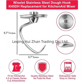 Nehrđajući čelični kuka za tijesto za KitchenAid nagibni mikser, kompatibilan s 4.5–5 qt, težina 332 g