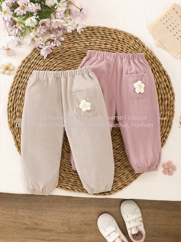 Unisex dječje sportko-ležerne hlače od pamuk-poliester materijala, sa srednje visokim strukom i elastičnim pojasom, za djecu 1–3 godine, proljeće i jesen.