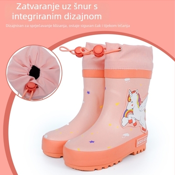 Dječje gumene čizme za kišu s motivom jednoroga, gumeni gornji dio, visok štit, niski potplat, cijele sezone