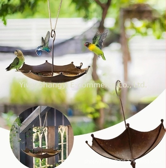 Hranilica za ptice u obliku kišobrana, od željeza, moderni minimalistički dizajn, pogodna za kuću, vrt, dvorište, ured i hoteli/restorane.