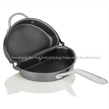 Sklopiva tava za prženje s dvostrukim ravnim dnom, neprijanjajuće, od aluminijske legure, kompatibilna s plinskom i indukcijskom pločom
