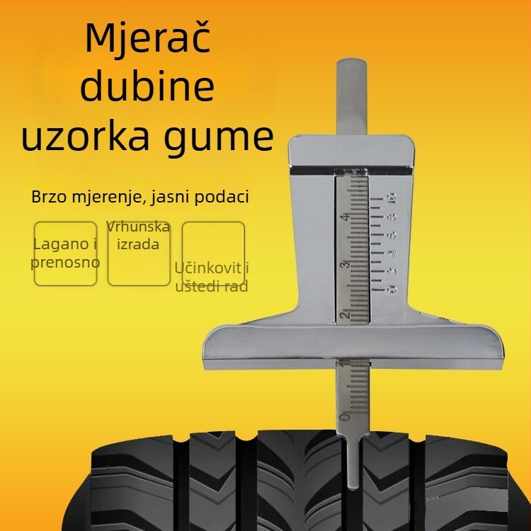 Mjerilo dubine profila gume, vernier kaliper, nehrđajući čelik, raspon 50 mm, preciznost 1 mm