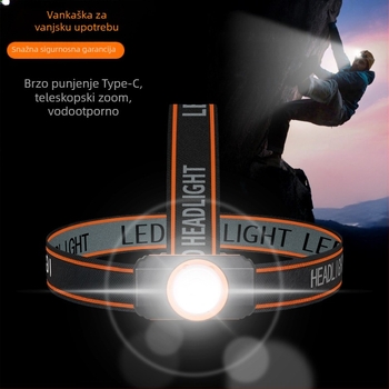 Čelna lampica za ribolov sa bijelim laserom, 5W, punjiva baterija 1200mAh, domet 100–200 m.