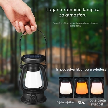 LED kamp lampica s punjivom baterijom, prijenosna za kampiranje, 3,7V, 3W, dodirni prekidač