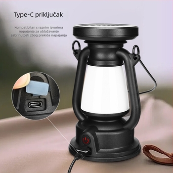 LED kamp lampica s punjivom baterijom, prijenosna za kampiranje, 3,7V, 3W, dodirni prekidač