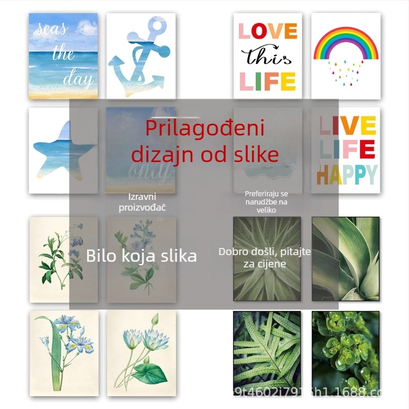 Bez okvira dekorativna platna slika – krajolik i motivi biljaka, ulje na platnu, četiri panela za dnevni boravak, spavaću sobu ili ured