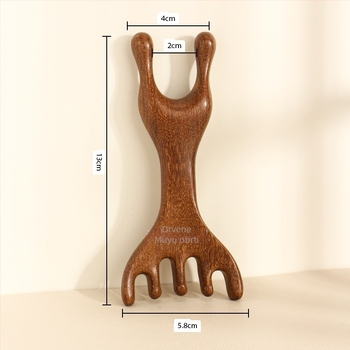 Drveni masažni češanj s pet zuba Dragon and Phoenix