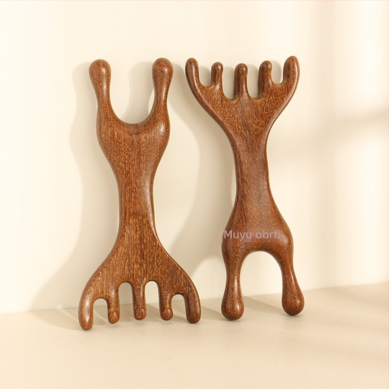 Drveni masažni češanj s pet zuba Dragon and Phoenix