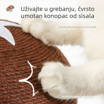 Stup za grebanje mačaka od sisala – otporna ploča za oštrenje kandži, bez vlakana, sladak stil, igračka za mačke