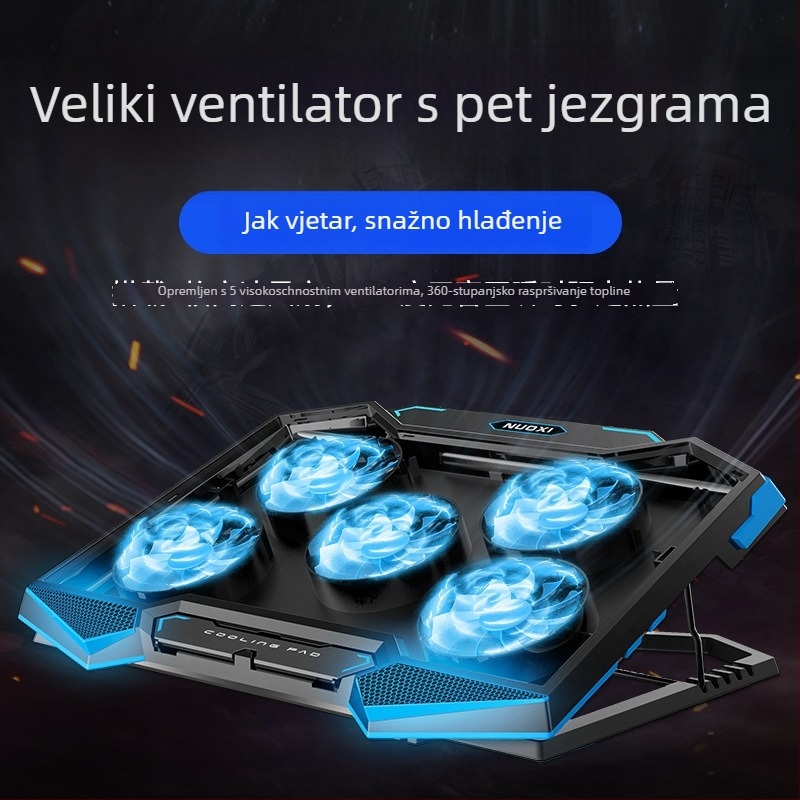 Hladnjak za prijenosno računalo | Metalna mreža | Ventilator za hlađenje | 5-brzinska konfiguracija ventilatora | Kompatibilno s notebookom, ultrabook, Playbook