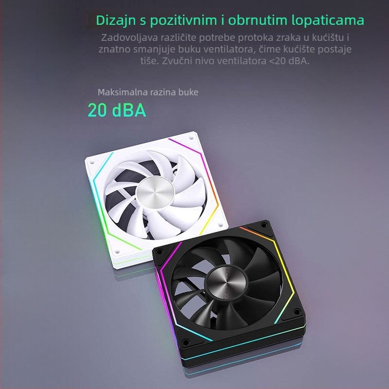Prism 5Pro kućni ventilator ARGB tiši (hidraulički ležaj, 600-1500 RPM, 20 dB(A), 4-pinski PWM, ARGB 5V 3-pin)