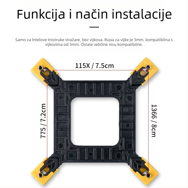 Držač za fiksiranje CPU hladnjaka za univerzalne matične ploče 1366/115x/775, OEM obrada, podrška odvodnje topline
