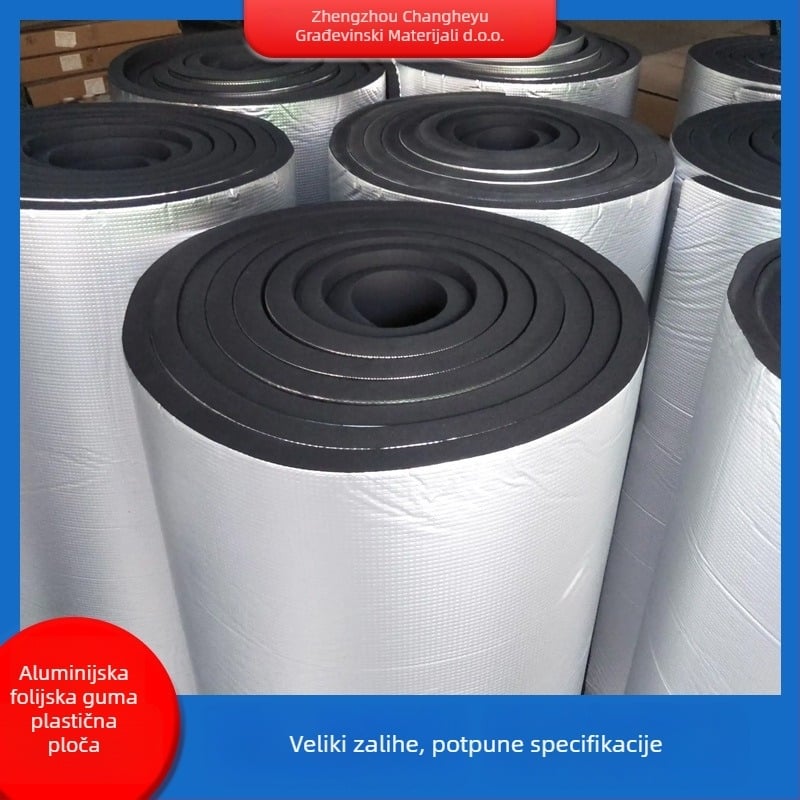 Gumeno-plastična pjena ploča s aluminijskom folijom, samoljepljiva izolacijska ploča za krovište i plastenike - toplinska vodljivost 0.035 W/mK, radna temperatura do 100°C