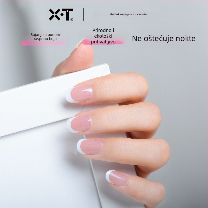 XT UV gel naljepnice za nokte – djelomično očvrsle, vodootporne, francuski stil