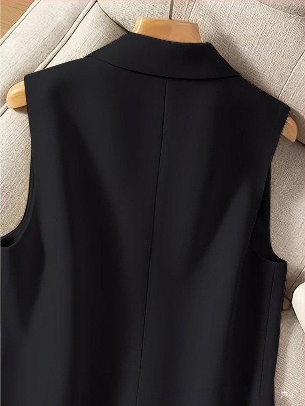 Vesta s ovratnikom sakom, poliester ≥95%, srednja duljina, kopčanje na dva gumba, casual japansko-korejski stil