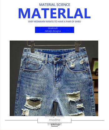 Muške traper šorceve, srednji pojas, zip, ispran završetak, japansko-korejski stil